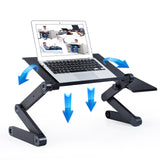 Adjustable Laptop Stand, RAINBEAN Laptop Desk with 2 CPU Cooling USB Fans for Bed Aluminum Lap Workstation Desk with Mouse Pad, Foldable Cook Book Stand Notebook Holder Sofa,Amazon Banned